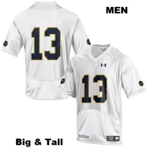 Notre Dame Fighting Irish Men's Lawrence Keys III #13 White Under Armour No Name Authentic Stitched Big & Tall College NCAA Football Jersey ACP8899DU